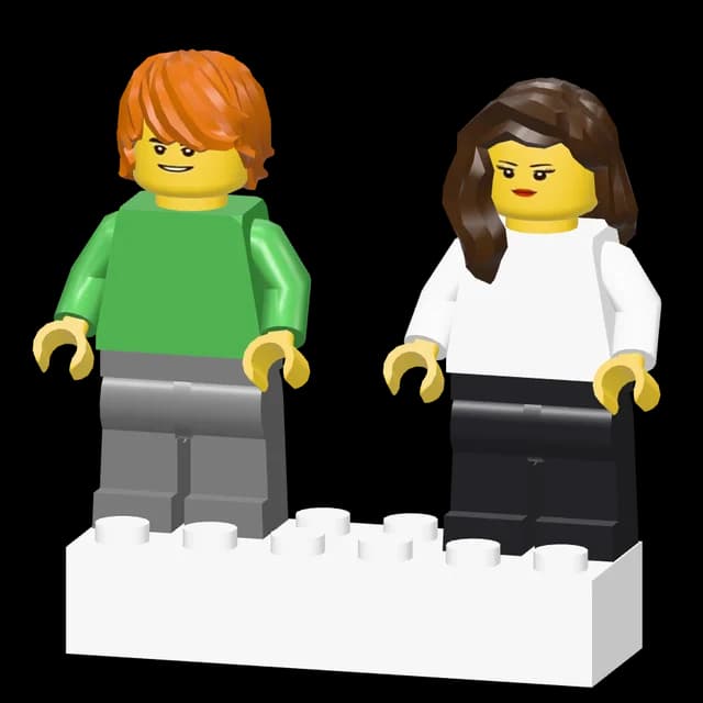 Brick figures changing hair, faces and outfits as you design them