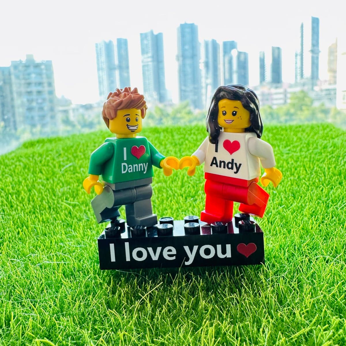 Two Personalized Couple Brick Figures — real product example