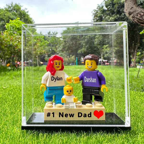 First Father’s Day LEGO Minifigure Display Box – Personalized Gift for New Dads