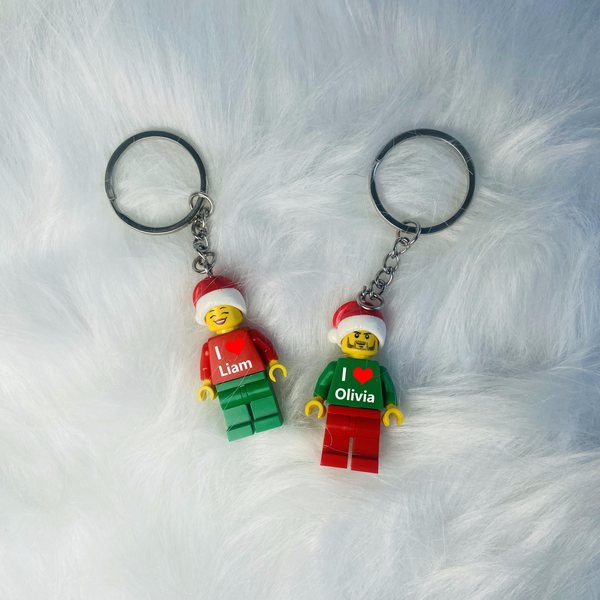 Kawaii Couple Keychain - Personalized Gift for Boyfriend, Anniversary Gifts Couples, Made using up-cycled LEGO®